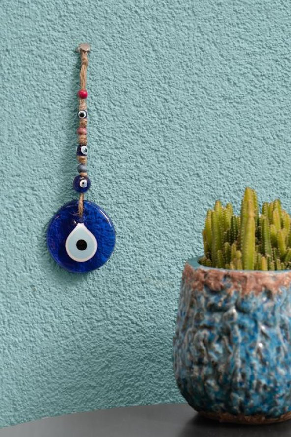 Nazarlık Hasır Renkli Ahşap Boncuklu Kötü Göz Kovucu Nazar Boncuğu Duvar Süsü Hediyelik