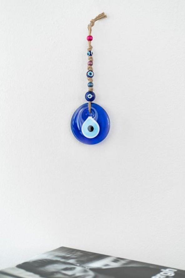 Nazarlık Hasır Renkli Ahşap Boncuklu Kötü Göz Kovucu Nazar Boncuğu Duvar Süsü Hediyelik - 6