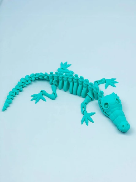 3D Hareketli İskelet Timsah Figürlü Oyuncak - Turkuaz - Resim 6