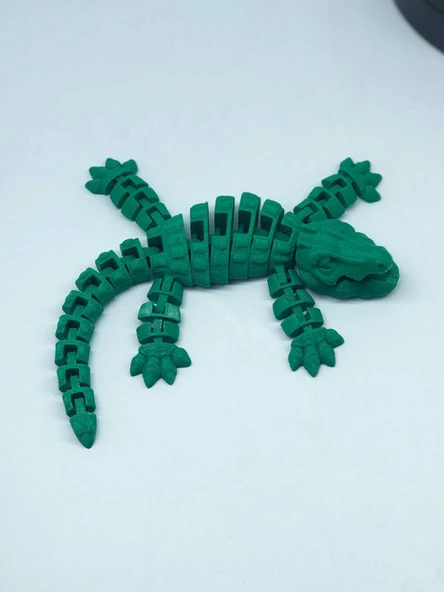 3D Hareketli Timsah Figürlü Oyuncak & Masa Dekoru -Yeşil - Resim 2