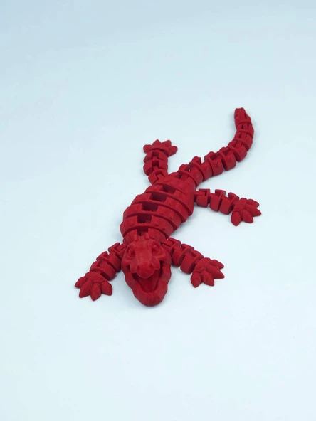 3D Hareketli Timsah Figürlü Oyuncak & Masa Dekoru - Kırmızı - Resim 3