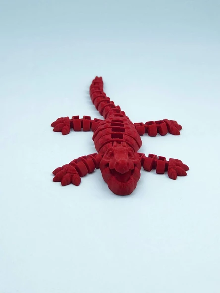 3D Hareketli Timsah Figürlü Oyuncak & Masa Dekoru - Kırmızı - Resim 7