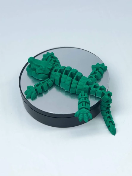 3D Hareketli Timsah Figürlü Oyuncak & Masa Dekoru -Yeşil - Resim 4