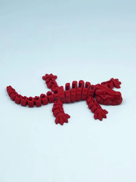 3D Hareketli Timsah Figürlü Oyuncak & Masa Dekoru - Kırmızı - Resim 6