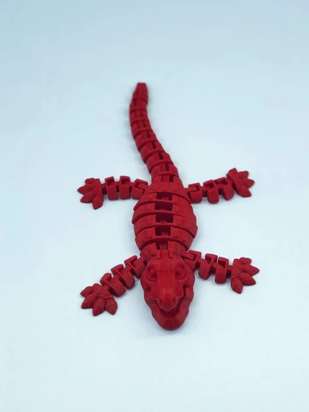 3D Hareketli Timsah Figürlü Oyuncak & Masa Dekoru - Kırmızı ürün görseli 1