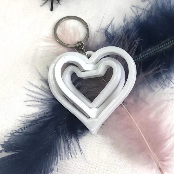 3D Üçlü Kalp Anahtarlık - Resim 6