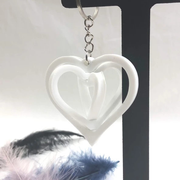 3D Üçlü Kalp Anahtarlık - Resim 7