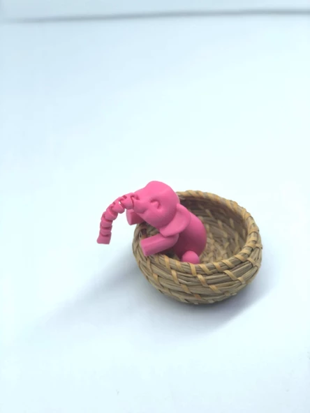 3D Hareketli Oyuncak Fil & Dekor - Pembe - 3