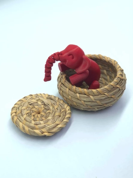 3D Hareketli Oyuncak Fil & Dekor - Kırmızı - Resim 3