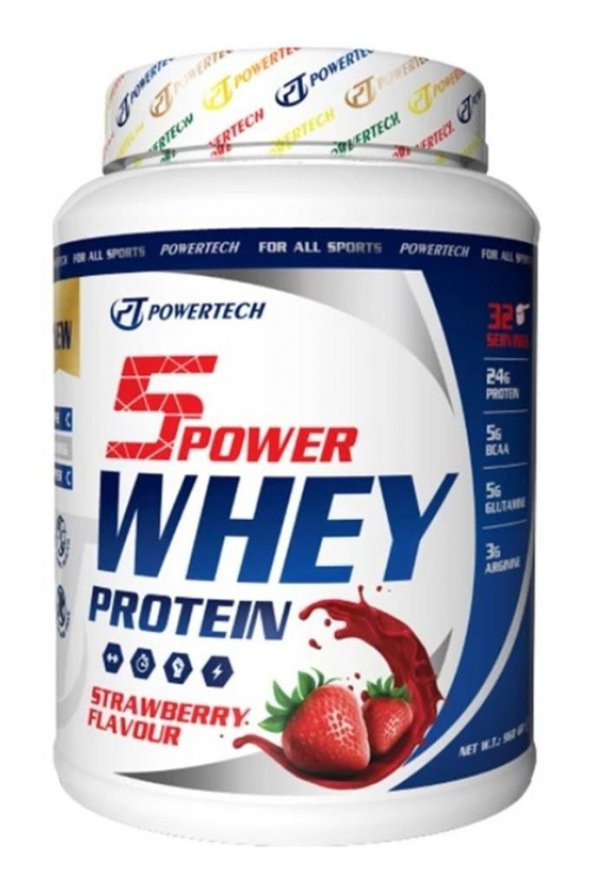 Powertech 5Power Whey Protein 960 Gr Protein Tozu-Çilek