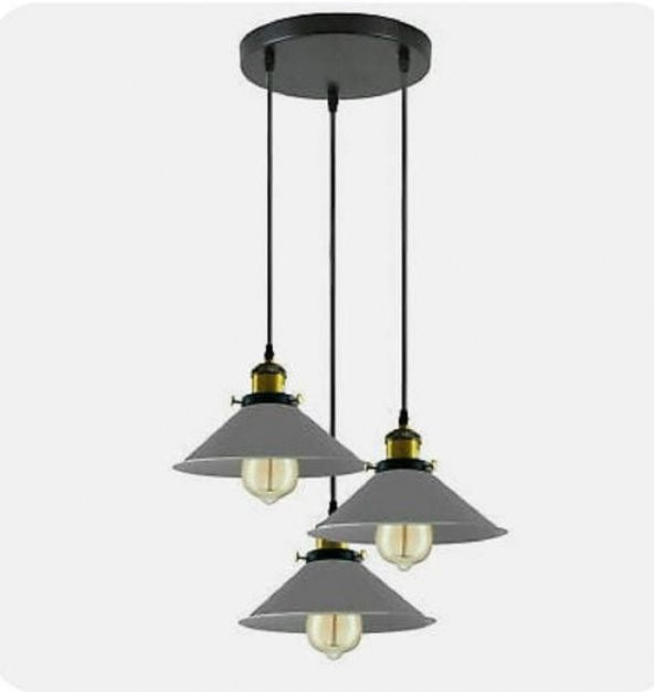 MYLİGHTS RETRO RUSTİK GRİ BAŞLIKLI METAL SARKIT VİNTAGE AVİZE
