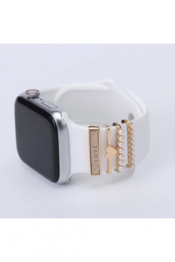 Apple Watch 4 Lü Love Yazılı Charm  Akıllı Saat Kordon Aksesuarı