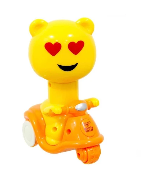 Sarı Emoji Kafalı Bas Git Motorsiklet, Çocuklar için Oyuncak - 6