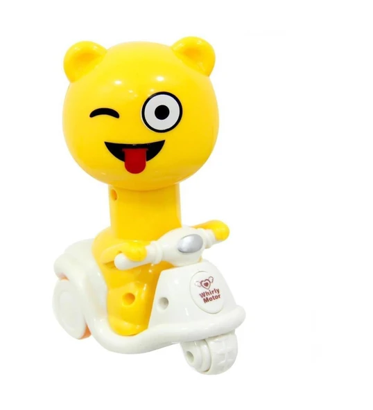 Sarı Emoji Kafalı Bas Git Motorsiklet, Çocuklar için Oyuncak - 8