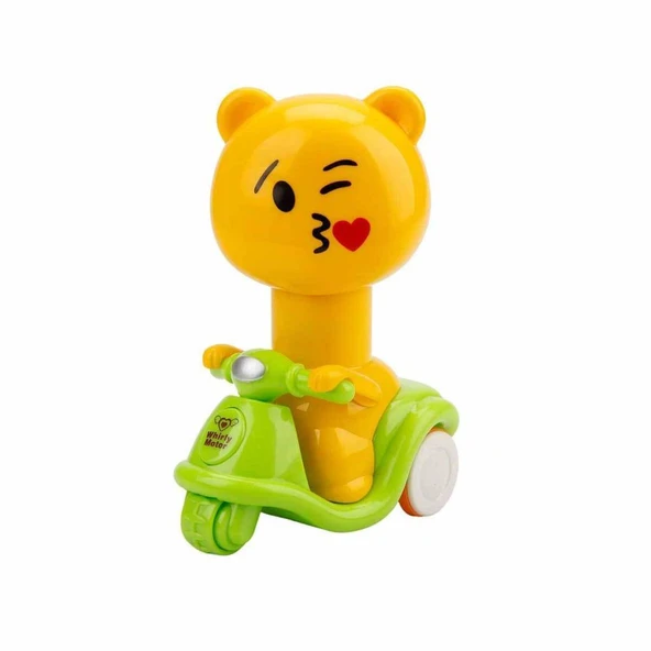 Sarı Emoji Kafalı Bas Git Motorsiklet, Çocuklar için Oyuncak - 3