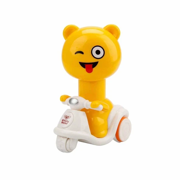 Sarı Emoji Kafalı Bas Git Motorsiklet, Çocuklar için Oyuncak - 5