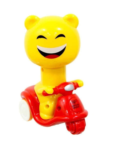 Sarı Emoji Kafalı Bas Git Motorsiklet, Çocuklar için Oyuncak - 7