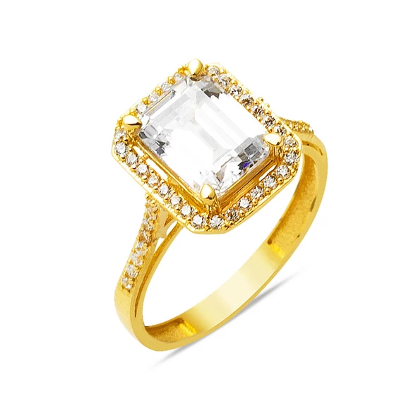 14 Ayar Altın Baget Taşlı Yüzük ürün görseli 1