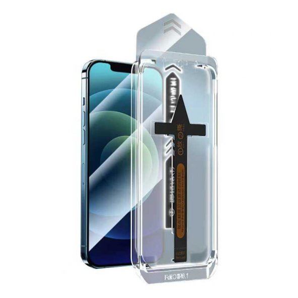 Vendas iPhone 14 Pro Uyumlu (14 Pro) Anti-Dust Ahize Korumalı Uygulama Mekanizmalı Hardness Temperli Cam Ekran Koruyucu