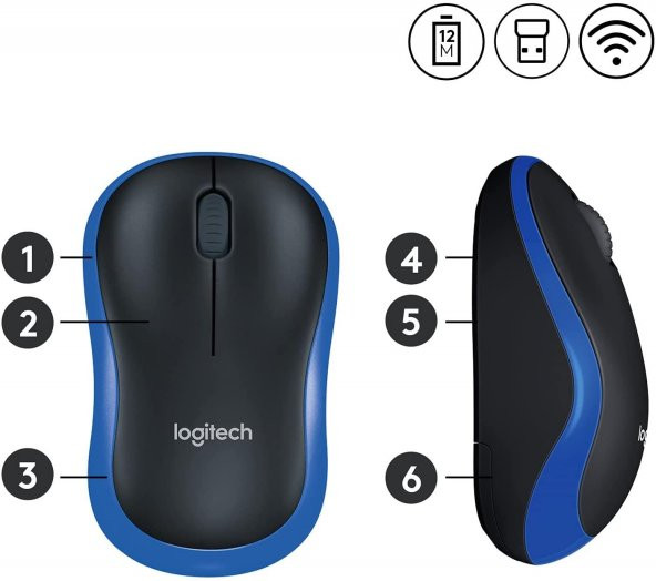 Logitech M185 Mavi Kablosuz Mouse 910-002236 - 3