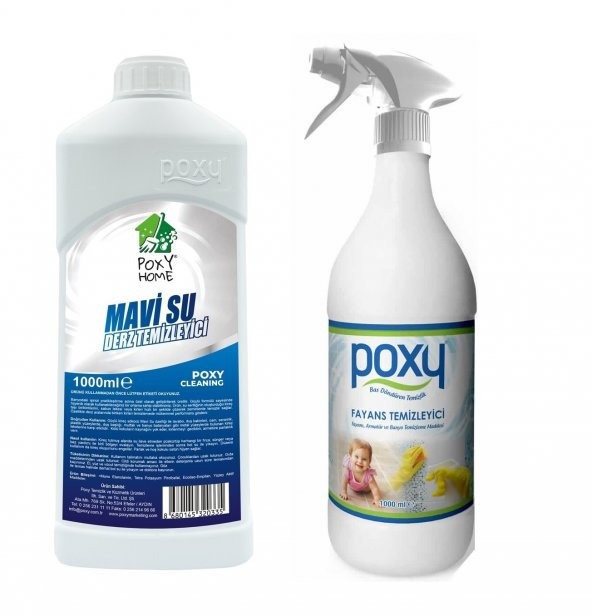 Poxy Fayans Temizleyici 1 Lt & Poxy Mavi Su 1 Lt