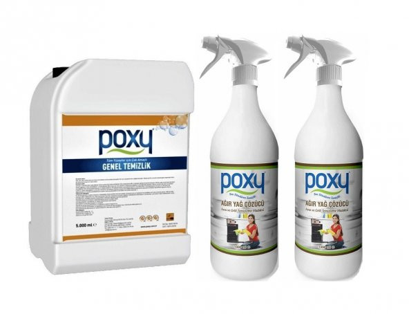 Poxy Genel Temizlik 5 Kg & Ağır Yağ Çözücü 1 Kg 2 Adet