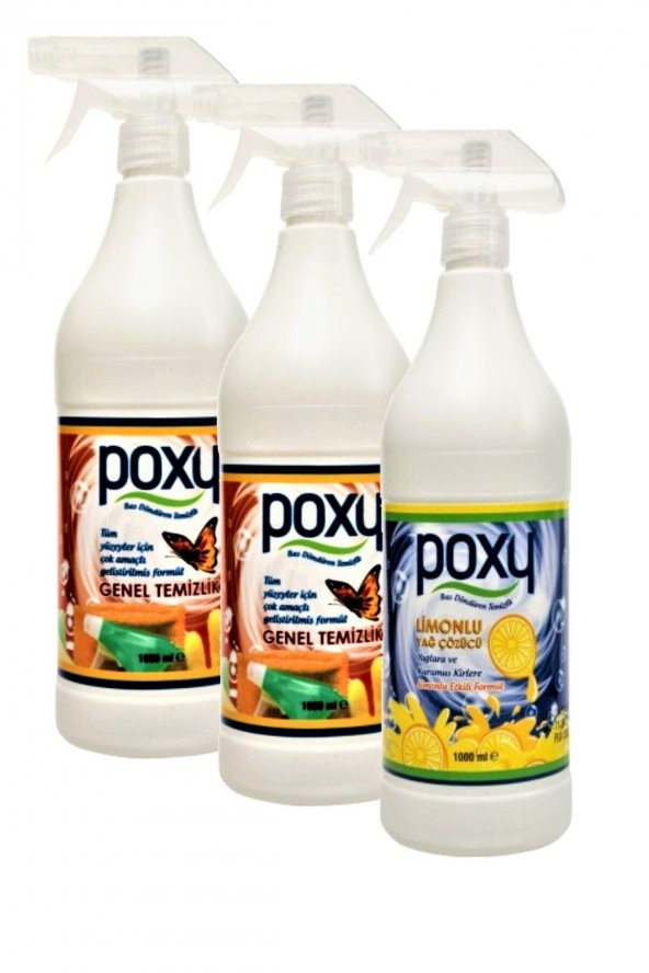 Çok Amaçlı Genel Temizlik Leke Çözücü 2 x 1 lt & Limonlu Yağ Çözücü 1 Lt - 2