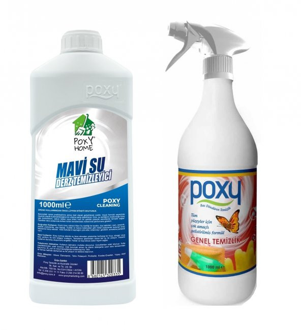 Poxy Genel Temizlik 1 Lt & Poxy Mavi Su Derz Temizleyici 1 Lt