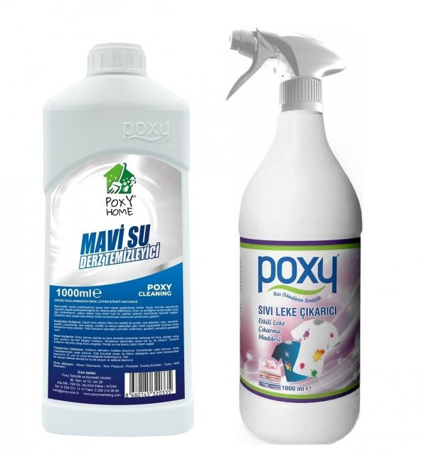 Poxy Sıvı Leke Çıkarıcı 1 Lt & Poxy Mavi Su 1Lt