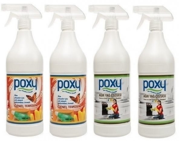 Poxy Genel Temizlik 1 Kg 2 Adet & Poxy Ağır Yağ Çözücü 1 Kg 2 Adet