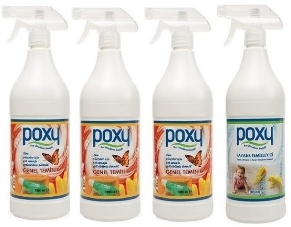 Poxy Genel Temizlik 3 Adet & Poxy Fayans Temizleyici 1 Adet