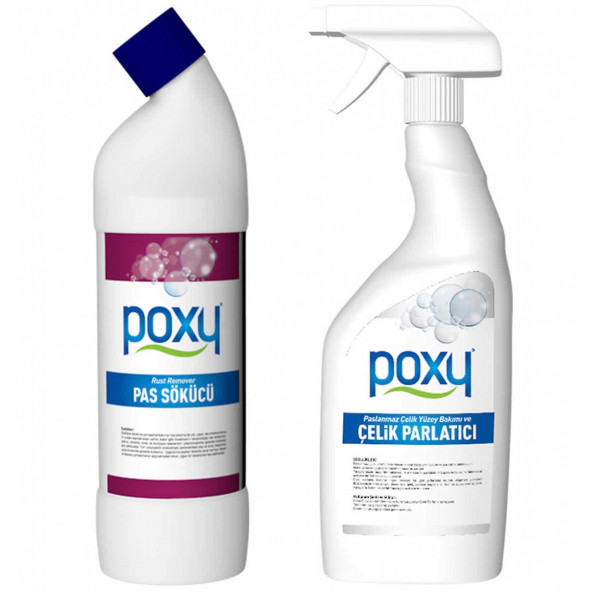 Poxy Çelik Parlatıcı 750ml Poxy Pas Sökücü 1 lt