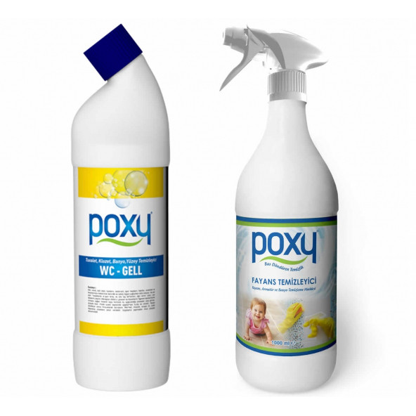 Poxy Fayans Temizleyici 1000 ml + Poxy Wc Jell 1000 ml SET