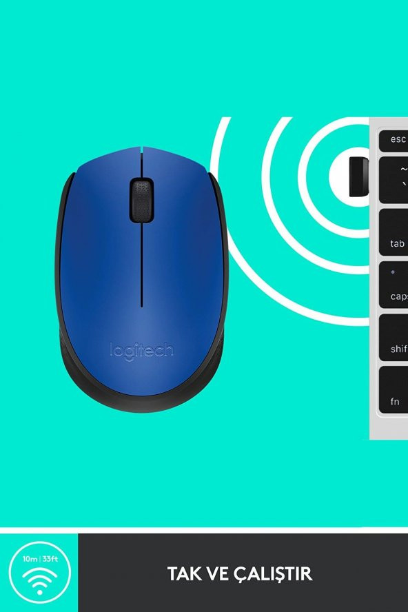 Logitech M171 Kablosuz Usb Alıcılı Optik Mouse Mavi - 6