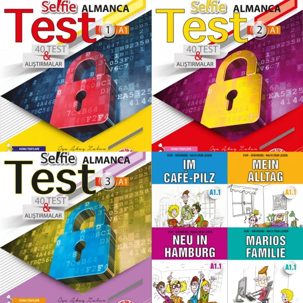 ÇIPA ALMANCA A1 SEVİYE SELFİE TEST + HİKAYE SETİ TOPLAM 7 KİTAP