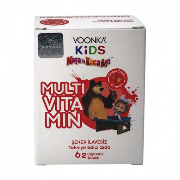 Voonka Kids Maşa İle Koca Ayı Multivitamin Çilek Aromalı 62 Tablet