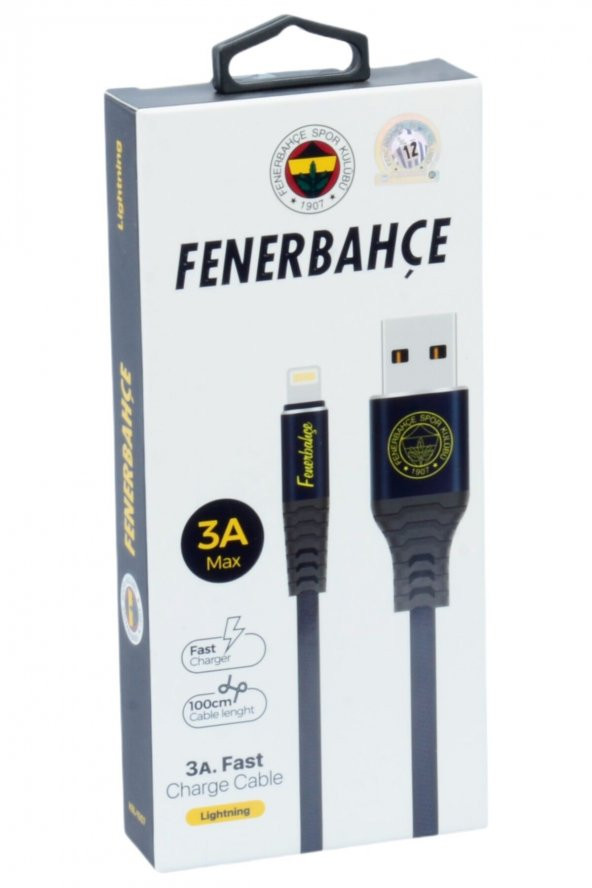 Fenerbahçe Lisanslı 3a Lightnig 1 Metre Şarj Kablosu