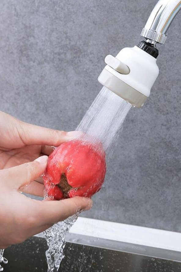 ON2 ARMATÜR Tasarruflu Musluk Başlığı 3 (Üç) Fonksiyonlu 360° Oynar Musluk Başlığı Beyaz Renk - 3