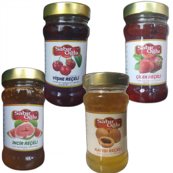 SABIROĞLU 4LÜ REÇEL PAKETİ ÇİLEK İNCİR VİŞNE KAYISI