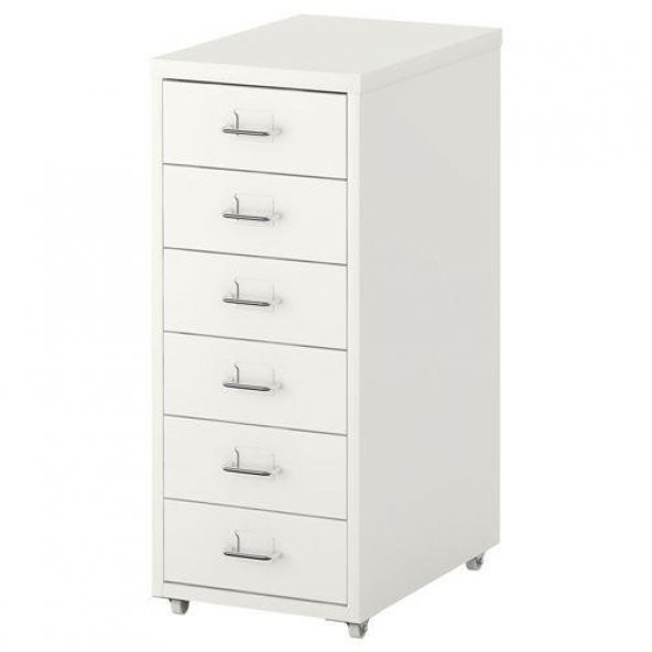 6 Çekmeceli Ofis-Makyaj-Eşya Düzenleyici IKEA MeridyenDukkan Keson Beyaz Renk 28x69 Cm Tekerlekli