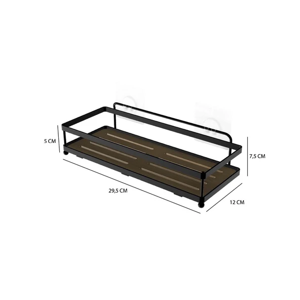 TEKNOTEL YAPIŞKANLI KANCALI 2li BANYO&MUTFAK RAFI MAT SİYAH ST280H - 5
