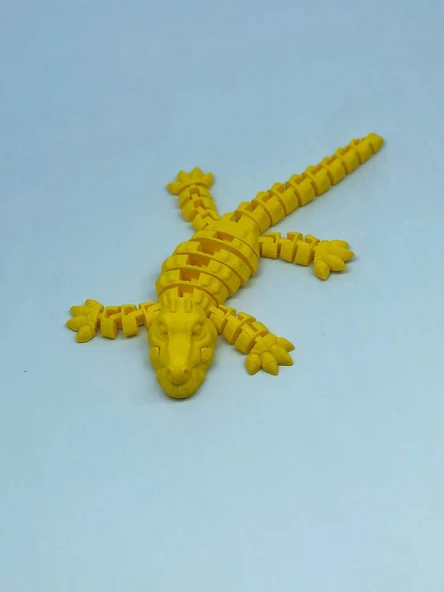 3D Hareketli Timsah Figürlü Oyuncak & Masa Dekoru - Sarı - Resim 5