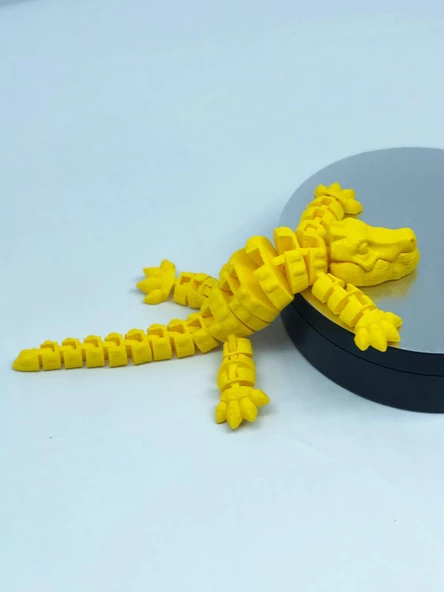 3D Hareketli Timsah Figürlü Oyuncak & Masa Dekoru - Sarı - Resim 6