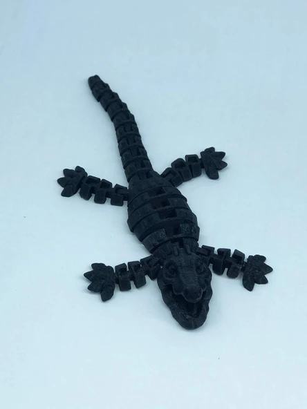 3D Hareketli Timsah Figürlü Oyuncak & Masa Dekoru - Siyah - 3