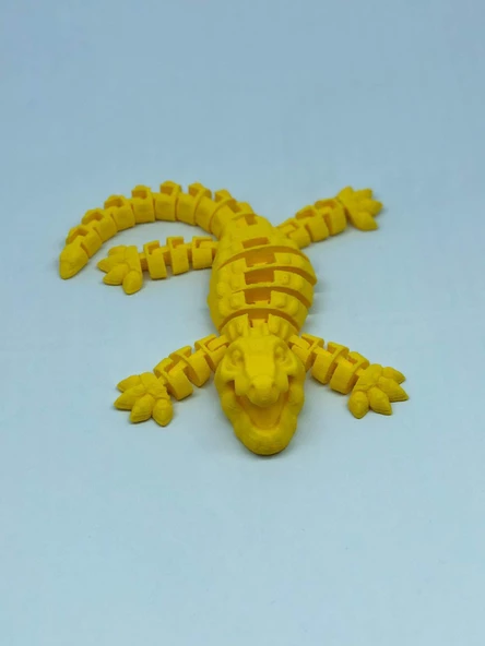 3D Hareketli Timsah Figürlü Oyuncak & Masa Dekoru - Sarı - Resim 2