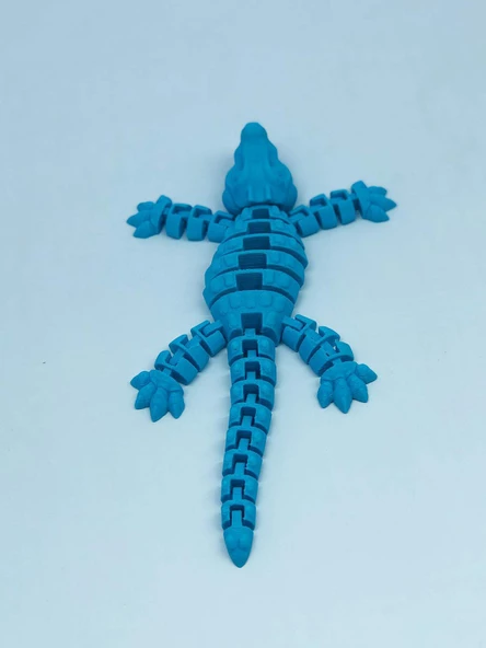 3D Hareketli Timsah Figürlü Oyuncak & Masa Dekoru -Mavi - Resim 7