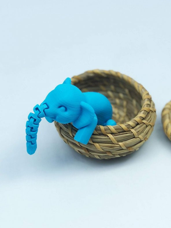 3D Hareketli Oyuncak Fil & Dekor - Mavi