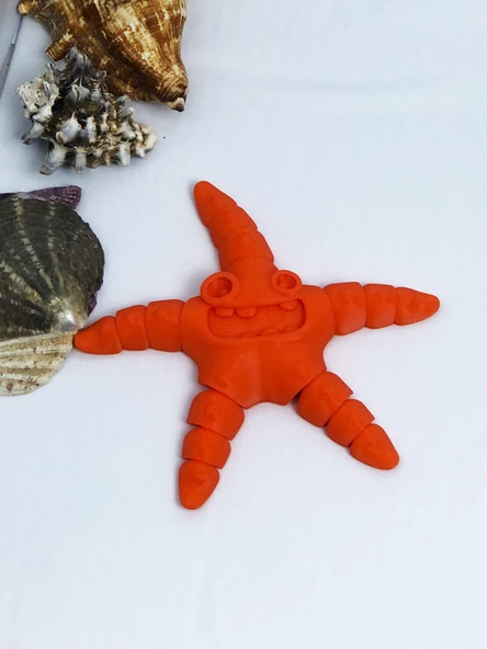 3D Hareketli Oyuncak Deniz Yıldızı - Koyu Turuncu - 2