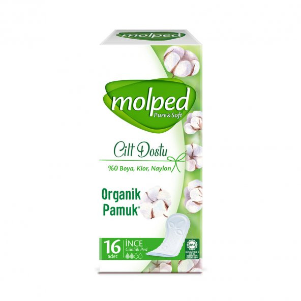 Molped Cilt Dostu Pure&Soft Günlük Ped İnce 16 Adet