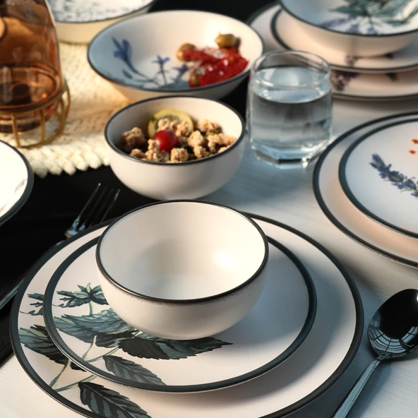Keramika Keraart Çiçek Bahçesi Yemek Takımı 24 Parça 6 Kişilik 18938 -39-40-41-42-43-68 - 2